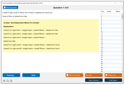 Linux Foundation CKA Certified Kubernetes Administrator (CKA) Program Practice test exam simulator test engine exam Prep practice test questions answers Image 1