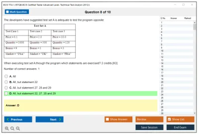 BCS TTA1 ISTQB-BCS Certified Tester Advanced Level- Technical Test Analyst (2012) Practice test exam simulator test engine exam Prep practice test questions answers Image 8