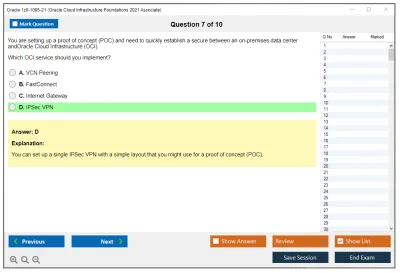 Oracle 1z0-1085-21 Oracle Cloud Infrastructure Foundations 2021 Associate Practice test exam simulator test engine exam Prep practice test questions answers Image 7