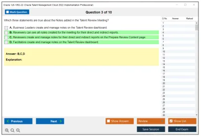 Oracle 1z0-1052-22 Oracle Talent Management Cloud 2022 Implementation Professional Practice test exam simulator test engine exam Prep practice test questions answers Image 3