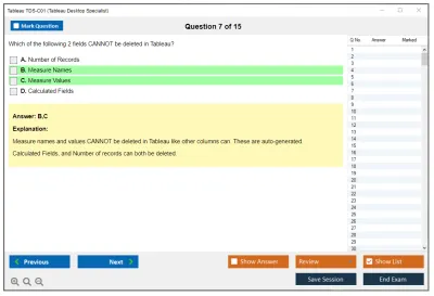 Tableau TDS-C01 Tableau Desktop Specialist Practice test exam simulator test engine exam Prep practice test questions answers Image 7