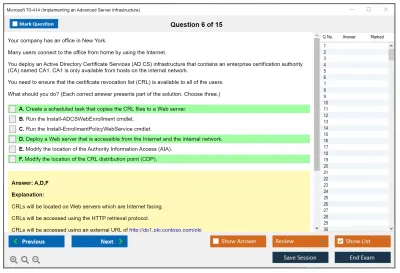 Microsoft 70-414 Implementing an Advanced Server Infrastructure Practice test exam simulator test engine exam Prep practice test questions answers Image 6