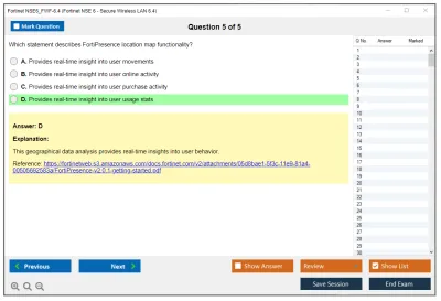 Fortinet NSE6_FWF-6.4 Fortinet NSE 6 - Secure Wireless LAN 6.4 Practice test exam simulator test engine exam Prep practice test questions answers Image 5