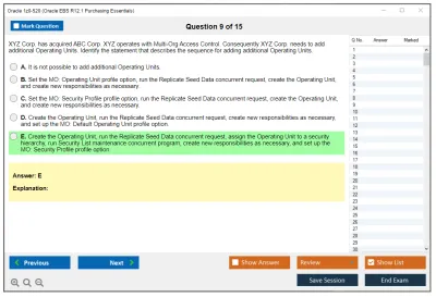 Oracle 1z0-520 Oracle EBS R12.1 Purchasing Essentials Practice test exam simulator test engine exam Prep practice test questions answers Image 9