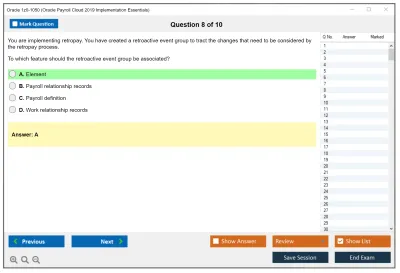 Oracle 1z0-1050 Oracle Payroll Cloud 2019 Implementation Essentials Practice test exam simulator test engine exam Prep practice test questions answers Image 8