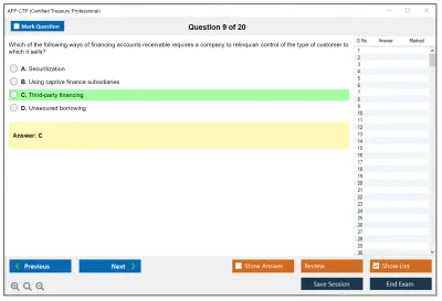 AFP CTP Certified Treasury Professional Practice test exam simulator test engine exam Prep practice test questions answers Image 9