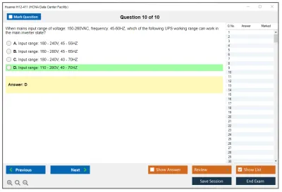 Huawei H12-411 HCNA Data Center Facility Practice test exam simulator test engine exam Prep practice test questions answers Image 10