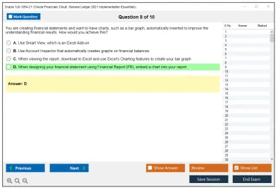 Oracle 1z0-1054-21 Oracle Financials Cloud: General Ledger 2021 Implementation Essentials Practice test exam simulator test engine exam Prep practice test questions answers Image 8