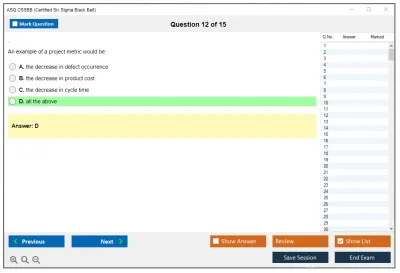 ASQ CSSBB Certified Six Sigma Black Belt Practice test exam simulator test engine exam Prep practice test questions answers Image 12