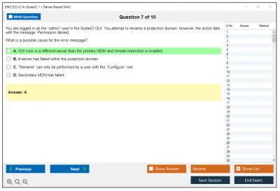 EMC E22-214 ScaleIO 1.x Server-Based SAN Practice test exam simulator test engine exam Prep practice test questions answers Image 7