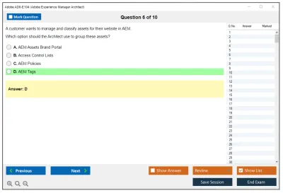 Adobe AD0-E104 Adobe Experience Manager Architect Practice test exam simulator test engine exam Prep practice test questions answers Image 6