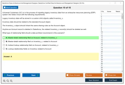 Salesforce Data-Architecture-And-Management-Designer Salesforce Certified Data Architecture and Management Designer Practice test exam simulator test engine exam Prep practice test questions answers Image 10