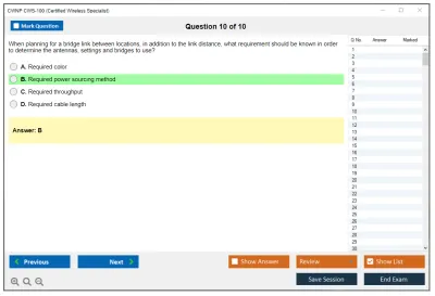 CWNP CWS-100 Certified Wireless Specialist Practice test exam simulator test engine exam Prep practice test questions answers Image 10