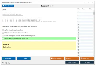 Brocade 143-085 Brocade Certified Fabric Professional Gen 5 Practice test exam simulator test engine exam Prep practice test questions answers Image 6
