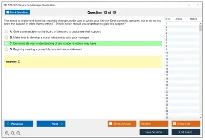 SDI SD0-302 Service Desk Manager Qualification Practice test exam simulator test engine exam Prep practice test questions answers Image 12