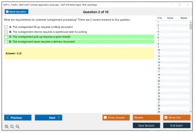 SAP C_TS460_1809 SAP Certified Application Associate - SAP S/4HANA Sales 1809 Upskilling Practice test exam simulator test engine exam Prep practice test questions answers Image 2