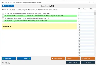 SAP C_ARCON_2005 SAP Certified Application Associate - SAP Ariba Contracts Practice test exam simulator test engine exam Prep practice test questions answers Image 3