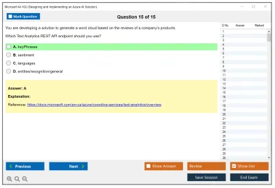 Microsoft AI-102 Designing and Implementing a Microsoft Azure AI Solution Practice test exam simulator test engine exam Prep practice test questions answers Image 15