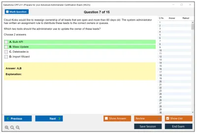 Salesforce CRT-211 Prepare for your Advanced Administrator Certification Exam Practice test exam simulator test engine exam Prep practice test questions answers Image 7