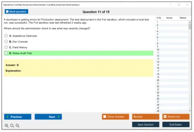 Salesforce Certified-Advanced-Administrator Salesforce Certified Advanced Administrator Practice test exam simulator test engine exam Prep practice test questions answers Image 11