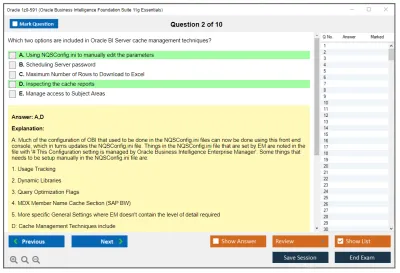 Oracle 1z0-591 Oracle Business Intelligence Foundation Suite 11g Essentials Practice test exam simulator test engine exam Prep practice test questions answers Image 2