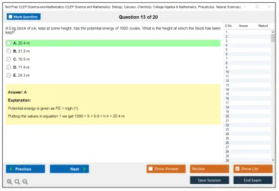 Test Prep CLEP-Science-and-Mathematics CLEP Science and Mathematics: Biology, Calculus, Chemistry, College Algebra & Mathematics, Precalculus, Natural Sciences Practice test exam simulator test engine exam Prep practice test questions answers Image 13