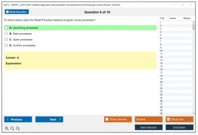 SAP C_HRHPC_2205 SAP Certified Application AssociateSAP SuccessFactors for Employee Central Payroll 1H/2022 Practice test exam simulator test engine exam Prep practice test questions answers Image 6