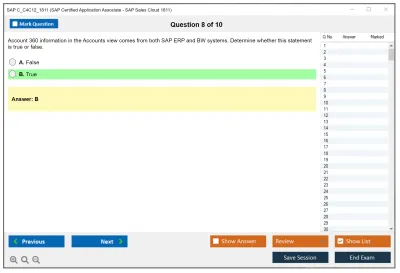 SAP C_C4C12_1811 SAP Certified Application Associate - SAP Sales Cloud 1811 Practice test exam simulator test engine exam Prep practice test questions answers Image 8