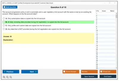 SAP C_C4H620_24 SAP Certified Development AssociateSAP Customer Data Cloud Practice test exam simulator test engine exam Prep practice test questions answers Image 9