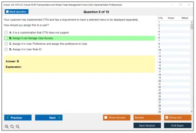 Oracle 1z0-1079-22 Oracle SCM Transportation and Global Trade Management Cloud 2022 Implementation Professional Practice test exam simulator test engine exam Prep practice test questions answers Image 6