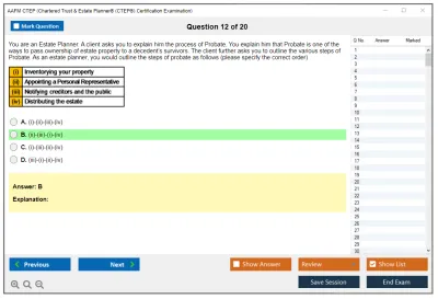 AAFM CTEP Chartered Trust & Estate Planner® (CTEP®) Certification Examination Practice test exam simulator test engine exam Prep practice test questions answers Image 12