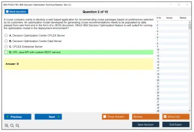 IBM P2020-795 IBM Decision Optimization Technical Mastery Test v2 Practice test exam simulator test engine exam Prep practice test questions answers Image 2