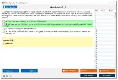 SOFE AFE Accredited Financial Examiner Practice test exam simulator test engine exam Prep practice test questions answers Image 6