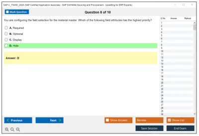 SAP C_TS450_2020 SAP Certified Application Associate - SAP S/4HANA Sourcing and Procurement - Upskilling for ERP Experts Practice test exam simulator test engine exam Prep practice test questions answers Image 8