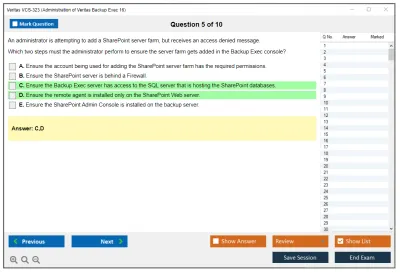 Veritas VCS-323 Administration of Veritas Backup Exec 16 Practice test exam simulator test engine exam Prep practice test questions answers Image 5