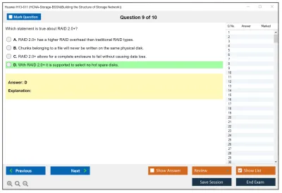 Huawei H13-611 HCNA-Storage-BSSN(Building the Structure of Storage Network) Practice test exam simulator test engine exam Prep practice test questions answers Image 9