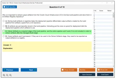 Oracle 1z0-1109-22 Oracle Cloud Infrastructure DevOps Professional Practice test exam simulator test engine exam Prep practice test questions answers Image 8