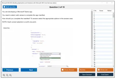 Microsoft MS-600 Building Applications and Solutions with Microsoft 365 Core Services Practice test exam simulator test engine exam Prep practice test questions answers Image 3