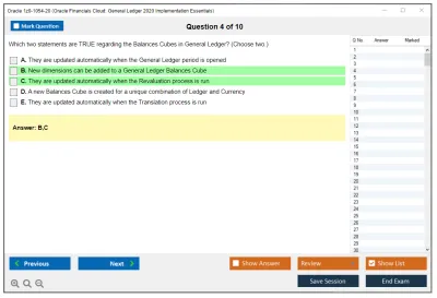 Oracle 1z0-1054-20 Oracle Financials Cloud: General Ledger 2020 Implementation Essentials Practice test exam simulator test engine exam Prep practice test questions answers Image 4