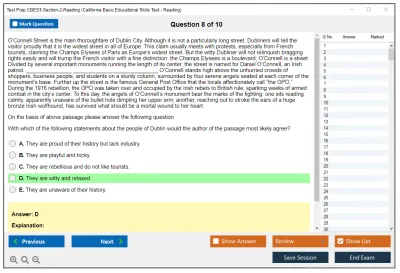 Test Prep CBEST-Section-2-Reading California Basic Educational Skills Test - Reading Practice test exam simulator test engine exam Prep practice test questions answers Image 8
