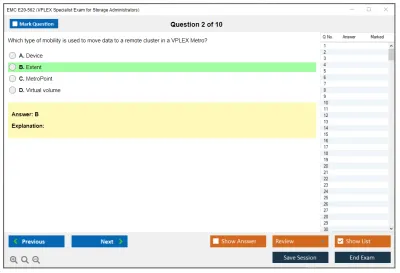 EMC E20-562 VPLEX Specialist Exam for Storage Administrators Practice test exam simulator test engine exam Prep practice test questions answers Image 2