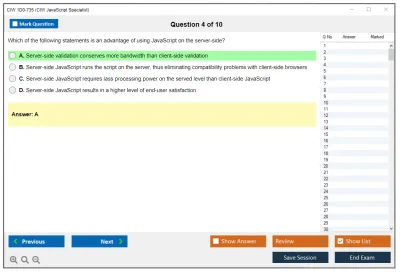 CIW 1D0-735 CIW JavaScript Specialist Practice test exam simulator test engine exam Prep practice test questions answers Image 4