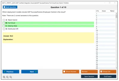 SAP C_HRHFC_2205 SAP Certified Integration AssociateSAP SuccessFactors Full Cloud/Core Hybrid 1H/2022 Practice test exam simulator test engine exam Prep practice test questions answers Image 1