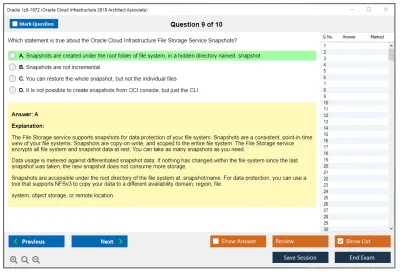 Oracle 1z0-1072 Oracle Cloud Infrastructure 2019 Architect Associate Practice test exam simulator test engine exam Prep practice test questions answers Image 9