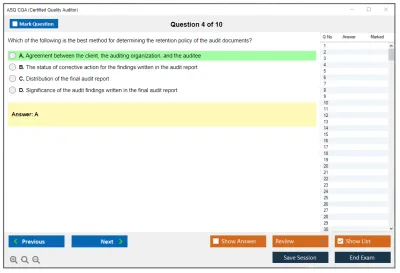 ASQ CQA Certified Quality Auditor Practice test exam simulator test engine exam Prep practice test questions answers Image 4
