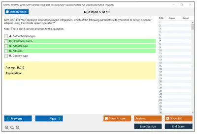 SAP C_HRHFC_2205 SAP Certified Integration AssociateSAP SuccessFactors Full Cloud/Core Hybrid 1H/2022 Practice test exam simulator test engine exam Prep practice test questions answers Image 5