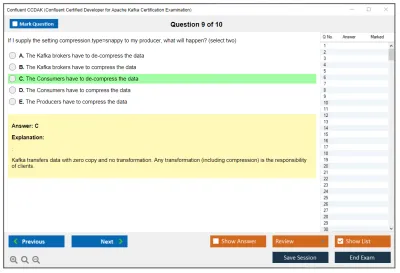 Confluent CCDAK Confluent Certified Developer for Apache Kafka Certification Examination Practice test exam simulator test engine exam Prep practice test questions answers Image 9