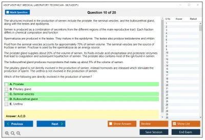 ASCP ASCP-MLT MEDICAL LABORATORY TECHNICIAN - MLT(ASCP) Practice test exam simulator test engine exam Prep practice test questions answers Image 10