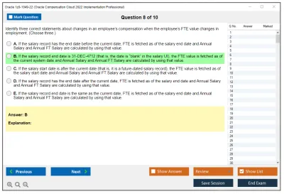 Oracle 1z0-1049-22 Oracle Compensation Cloud 2022 Implementation Professional Practice test exam simulator test engine exam Prep practice test questions answers Image 8