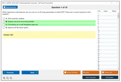 SAP C_ARP2P_2005 SAP Certified Application Associate - SAP Ariba Procurement Practice test exam simulator test engine exam Prep practice test questions answers Image 1